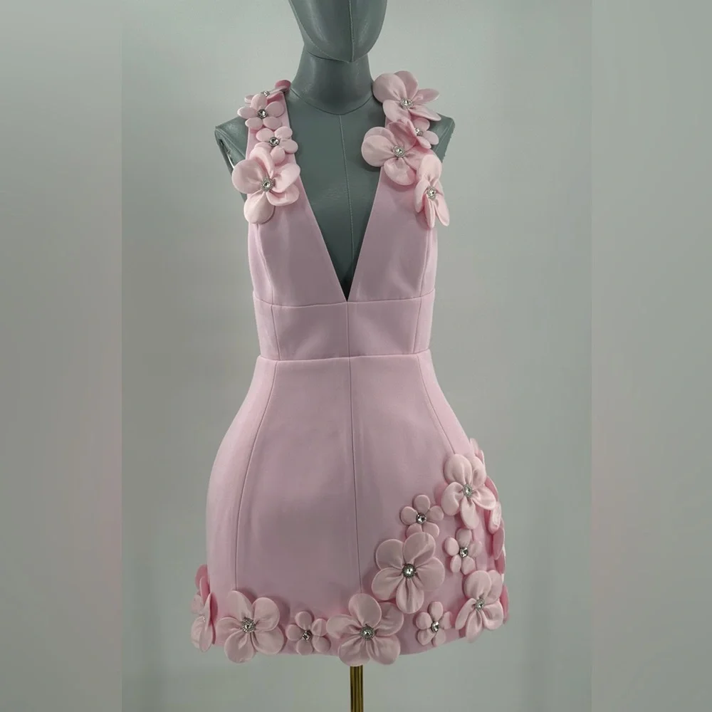 🆕 BRONX & BANCO 🧿 NWOT Estelle Floral Mini Dress, Blush Pink - Sz M US 6 - Picture 6 of 17